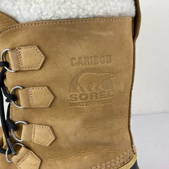 Sorel Caribou Mens Sz 11 Brown Leather Insulated Waterproof Winter Snow Boots - Picture 3 of 9